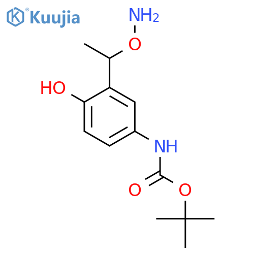 tert-butyl N-{3-1-(aminooxy)ethyl-4-hydroxyphenyl}carbamate structure