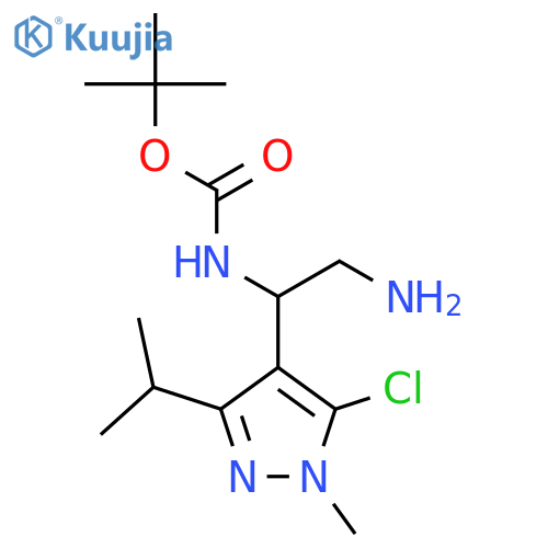 tert-butyl N-{2-amino-1-5-chloro-1-methyl-3-(propan-2-yl)-1H-pyrazol-4-ylethyl}carbamate structure