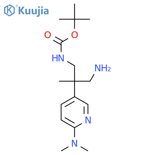 tert-butyl N-{3-amino-2-6-(dimethylamino)pyridin-3-yl-2-methylpropyl}carbamate structure