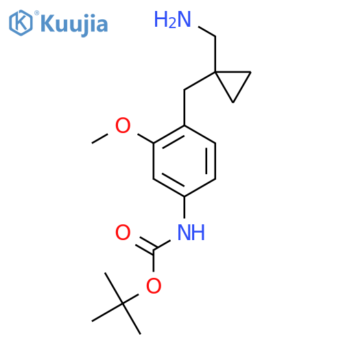 tert-butyl N-(4-{1-(aminomethyl)cyclopropylmethyl}-3-methoxyphenyl)carbamate structure
