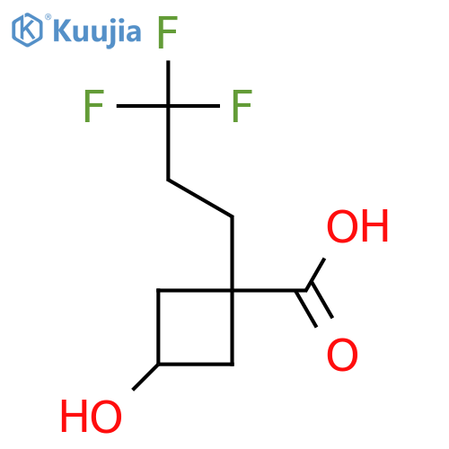 3-hydroxy-1-(3,3,3-trifluoropropyl)cyclobutane-1-carboxylic acid structure