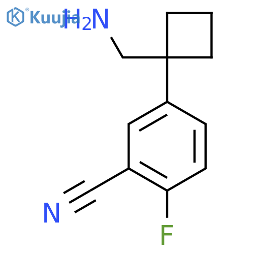 5-1-(aminomethyl)cyclobutyl-2-fluorobenzonitrile structure