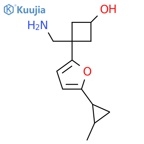 3-(aminomethyl)-3-5-(2-methylcyclopropyl)furan-2-ylcyclobutan-1-ol structure