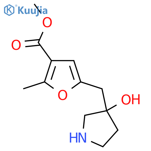 methyl 5-(3-hydroxypyrrolidin-3-yl)methyl-2-methylfuran-3-carboxylate structure