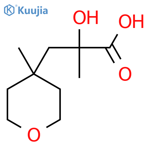 2-hydroxy-2-methyl-3-(4-methyloxan-4-yl)propanoic acid structure