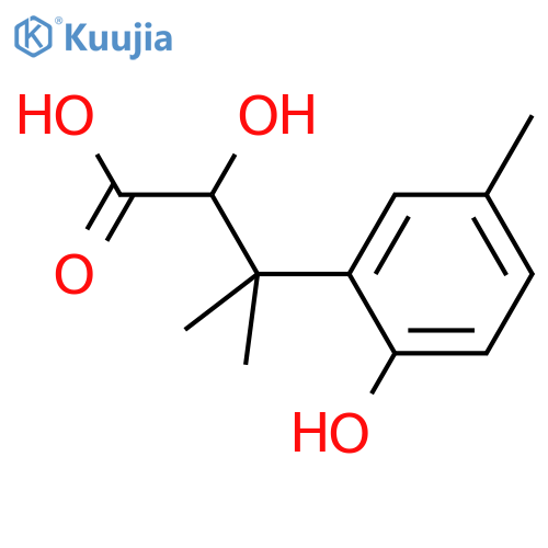 2-hydroxy-3-(2-hydroxy-5-methylphenyl)-3-methylbutanoic acid structure