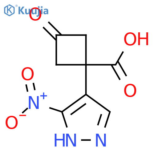 1-(3-nitro-1H-pyrazol-4-yl)-3-oxocyclobutane-1-carboxylic acid structure