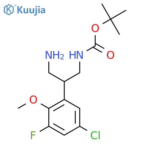 tert-butyl N-3-amino-2-(5-chloro-3-fluoro-2-methoxyphenyl)propylcarbamate structure