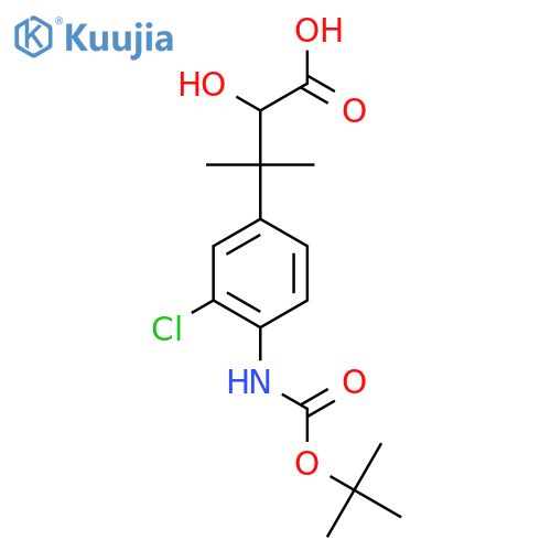 3-(4-{(tert-butoxy)carbonylamino}-3-chlorophenyl)-2-hydroxy-3-methylbutanoic acid structure
