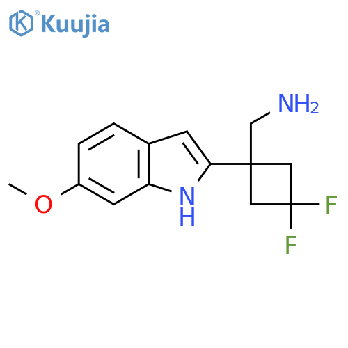 3,3-difluoro-1-(6-methoxy-1H-indol-2-yl)cyclobutylmethanamine structure