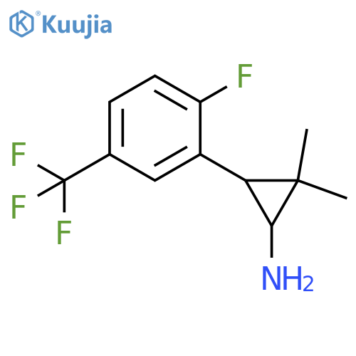 3-2-fluoro-5-(trifluoromethyl)phenyl-2,2-dimethylcyclopropan-1-amine structure