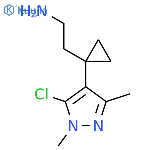2-1-(5-chloro-1,3-dimethyl-1H-pyrazol-4-yl)cyclopropylethan-1-amine structure