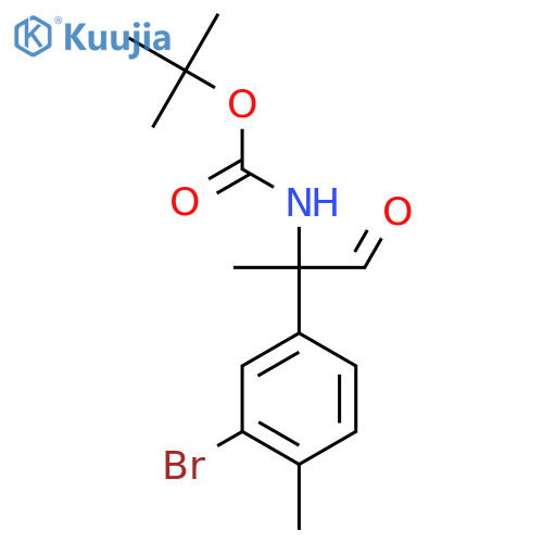 tert-butyl N-2-(3-bromo-4-methylphenyl)-1-oxopropan-2-ylcarbamate structure