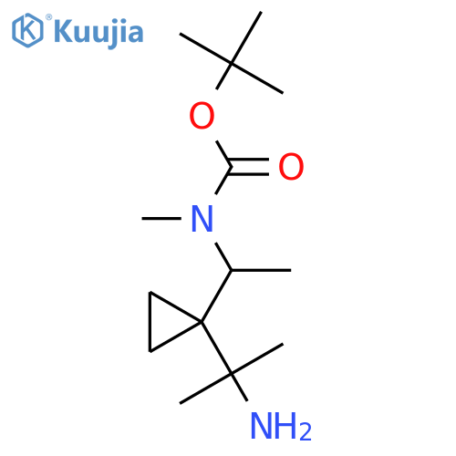 tert-butyl N-{1-[1-(2-aminopropan-2-yl)cyclopropyl]ethyl}-N-methylcarbamate structure