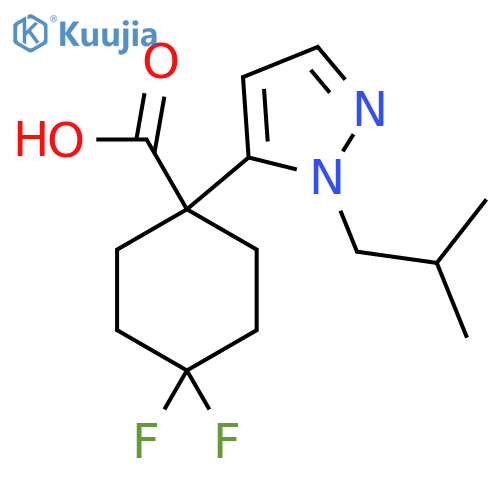 4,4-difluoro-1-1-(2-methylpropyl)-1H-pyrazol-5-ylcyclohexane-1-carboxylic acid structure