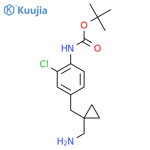 tert-butyl N-(4-{1-(aminomethyl)cyclopropylmethyl}-2-chlorophenyl)carbamate structure