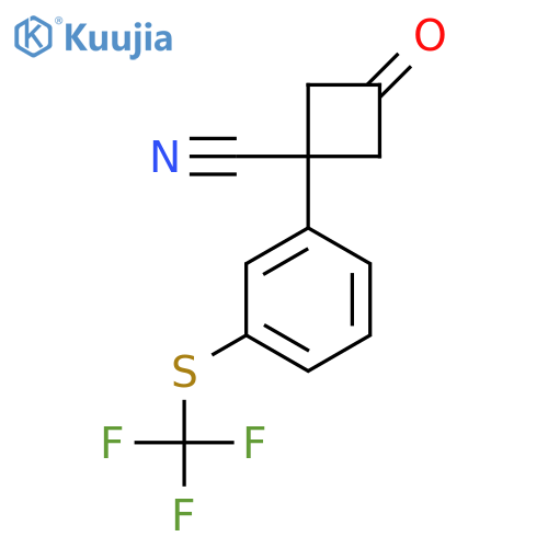 3-oxo-1-{3-(trifluoromethyl)sulfanylphenyl}cyclobutane-1-carbonitrile structure
