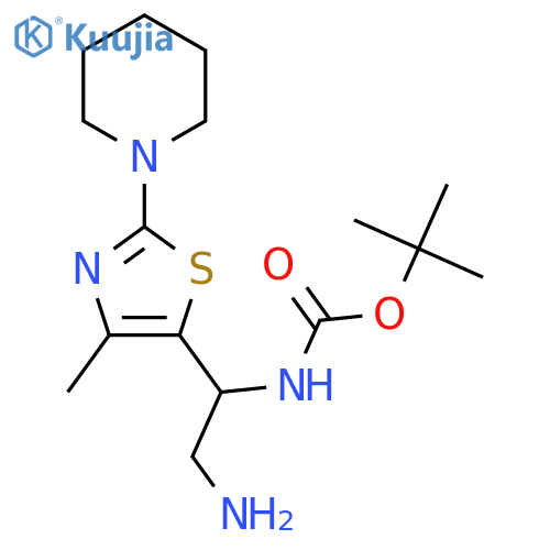 tert-butyl N-{2-amino-1-4-methyl-2-(piperidin-1-yl)-1,3-thiazol-5-ylethyl}carbamate structure