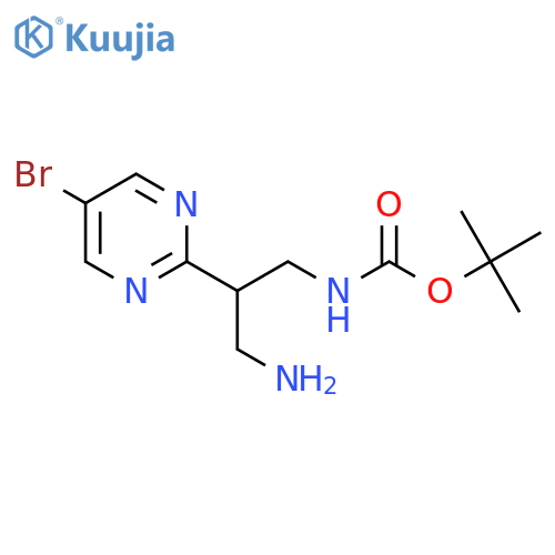 tert-butyl N-3-amino-2-(5-bromopyrimidin-2-yl)propylcarbamate structure