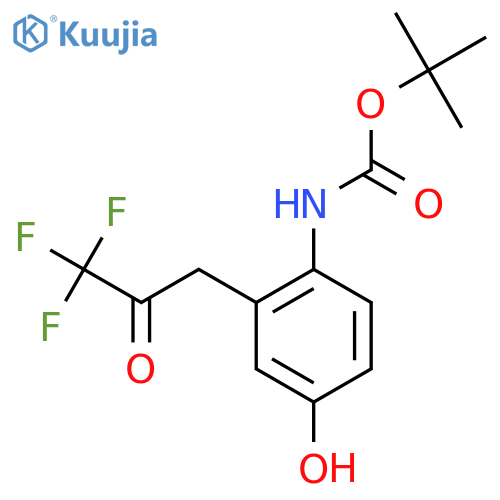 tert-butyl N-4-hydroxy-2-(3,3,3-trifluoro-2-oxopropyl)phenylcarbamate structure