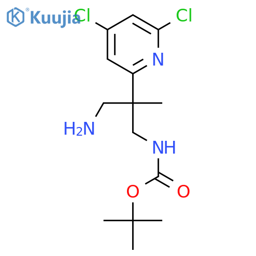 tert-butyl N-3-amino-2-(4,6-dichloropyridin-2-yl)-2-methylpropylcarbamate structure