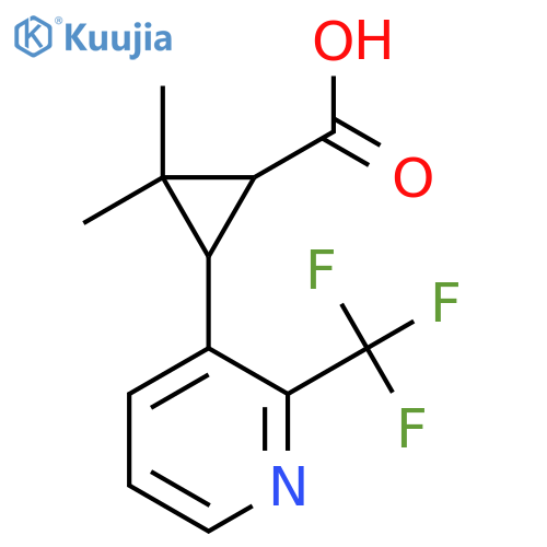 2,2-dimethyl-3-2-(trifluoromethyl)pyridin-3-ylcyclopropane-1-carboxylic acid structure