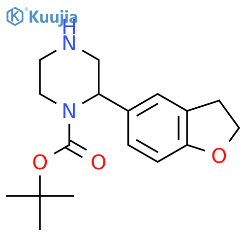 tert-butyl 2-(2,3-dihydro-1-benzofuran-5-yl)piperazine-1-carboxylate structure