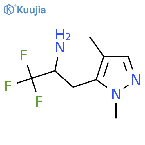 3-(1,4-dimethyl-1H-pyrazol-5-yl)-1,1,1-trifluoropropan-2-amine structure