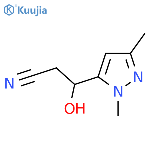 3-(1,3-dimethyl-1H-pyrazol-5-yl)-3-hydroxypropanenitrile structure