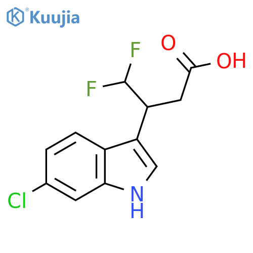 3-(6-chloro-1H-indol-3-yl)-4,4-difluorobutanoic acid structure