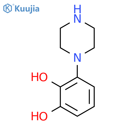 3-(piperazin-1-yl)benzene-1,2-diol structure