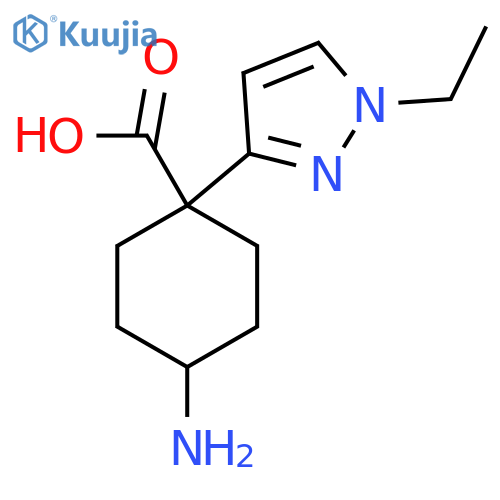 4-amino-1-(1-ethyl-1H-pyrazol-3-yl)cyclohexane-1-carboxylic acid structure