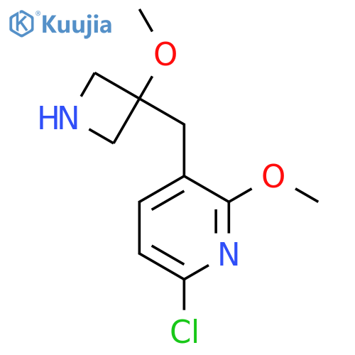 6-chloro-2-methoxy-3-(3-methoxyazetidin-3-yl)methylpyridine structure