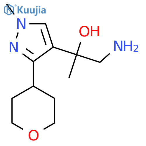 1-amino-2-1-methyl-3-(oxan-4-yl)-1H-pyrazol-4-ylpropan-2-ol structure