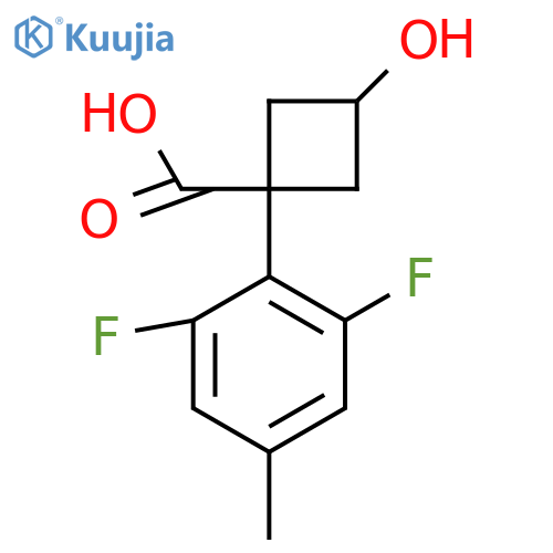 1-(2,6-difluoro-4-methylphenyl)-3-hydroxycyclobutane-1-carboxylic acid structure