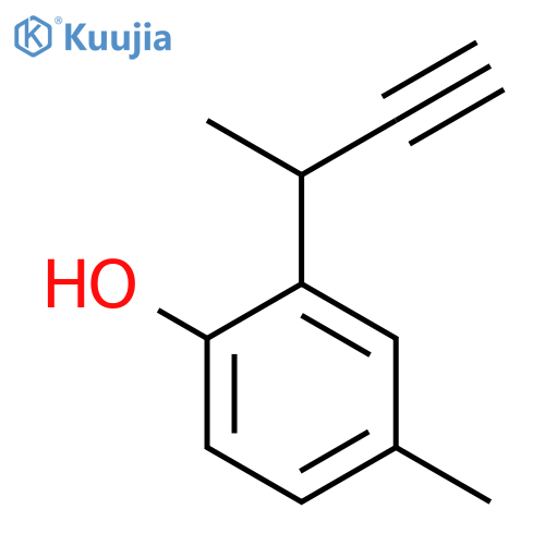 2-(but-3-yn-2-yl)-4-methylphenol structure