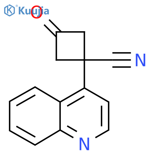3-oxo-1-(quinolin-4-yl)cyclobutane-1-carbonitrile structure