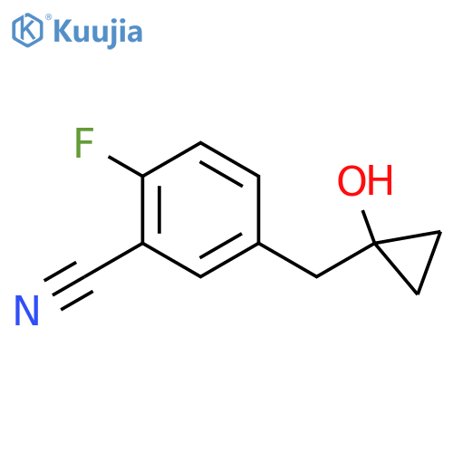 2-fluoro-5-(1-hydroxycyclopropyl)methylbenzonitrile structure