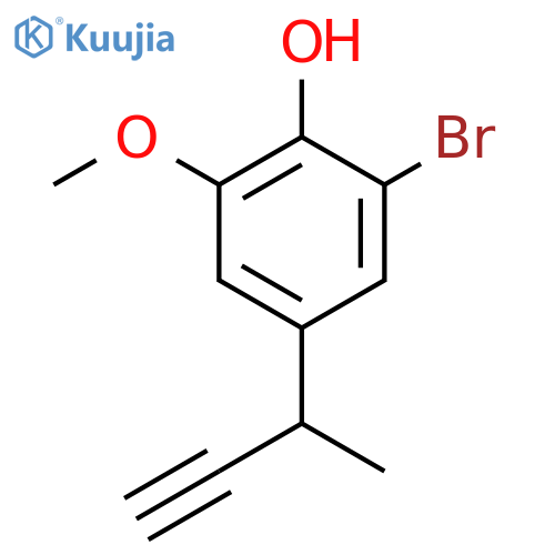 2-bromo-4-(but-3-yn-2-yl)-6-methoxyphenol structure