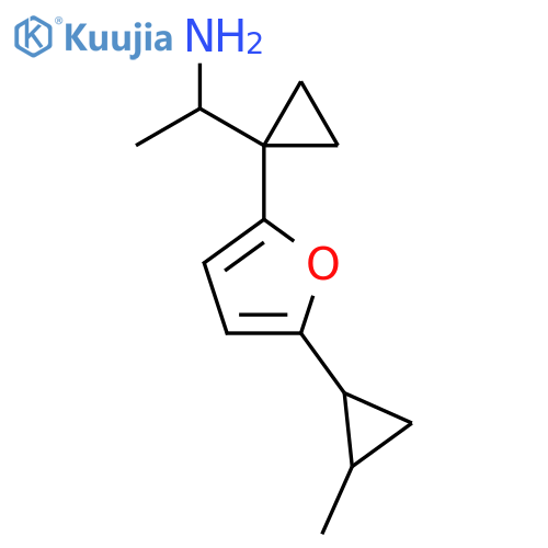 1-{1-5-(2-methylcyclopropyl)furan-2-ylcyclopropyl}ethan-1-amine structure