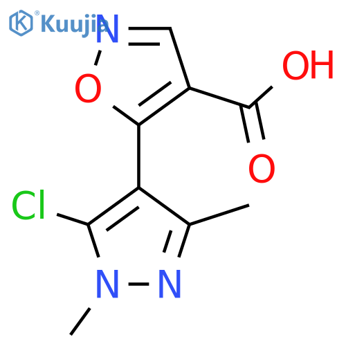 5-(5-chloro-1,3-dimethyl-1H-pyrazol-4-yl)-1,2-oxazole-4-carboxylic acid structure