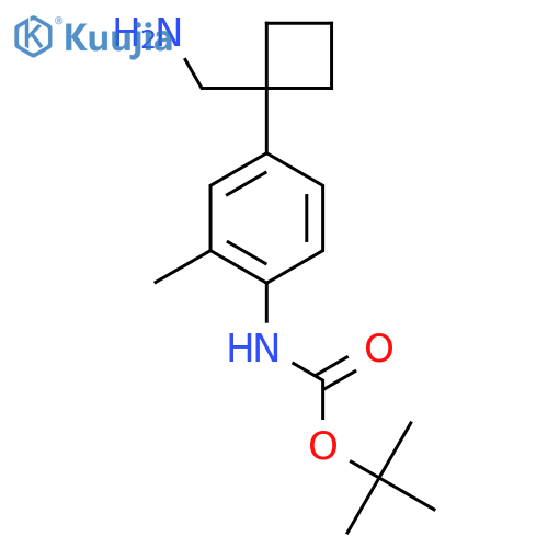 tert-butyl N-{4-1-(aminomethyl)cyclobutyl-2-methylphenyl}carbamate structure