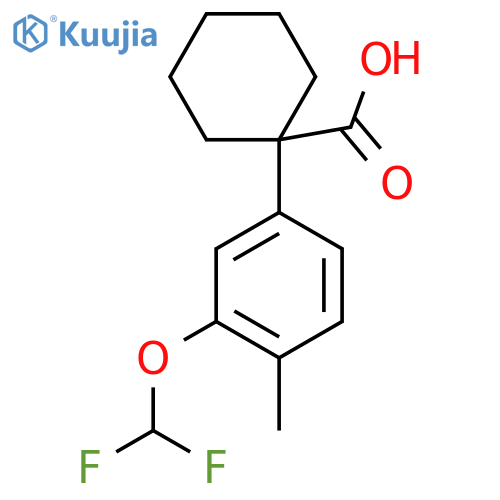 1-3-(difluoromethoxy)-4-methylphenylcyclohexane-1-carboxylic acid structure