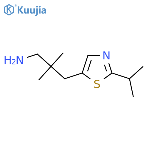 2,2-dimethyl-3-2-(propan-2-yl)-1,3-thiazol-5-ylpropan-1-amine structure
