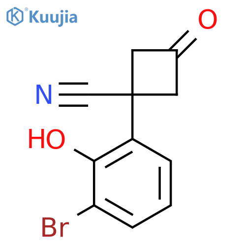 1-(3-bromo-2-hydroxyphenyl)-3-oxocyclobutane-1-carbonitrile structure