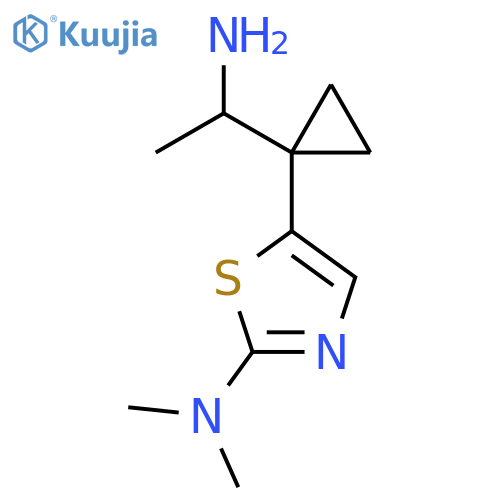 5-1-(1-aminoethyl)cyclopropyl-N,N-dimethyl-1,3-thiazol-2-amine structure