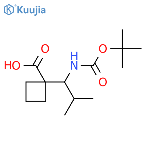 1-(1-{(tert-butoxy)carbonylamino}-2-methylpropyl)cyclobutane-1-carboxylic acid structure