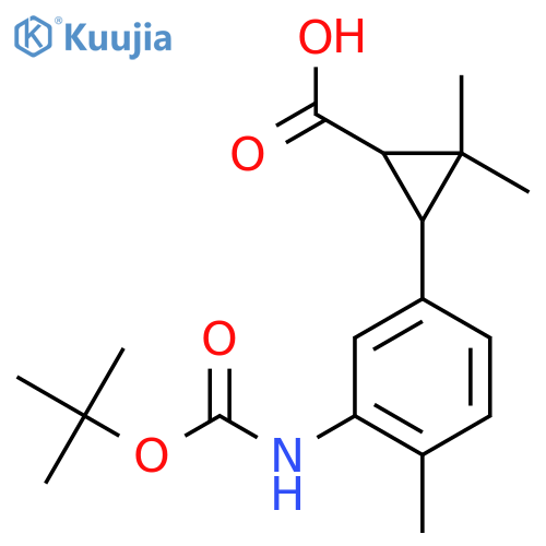 3-(3-{(tert-butoxy)carbonylamino}-4-methylphenyl)-2,2-dimethylcyclopropane-1-carboxylic acid structure