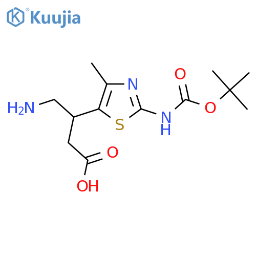 4-amino-3-(2-{(tert-butoxy)carbonylamino}-4-methyl-1,3-thiazol-5-yl)butanoic acid structure