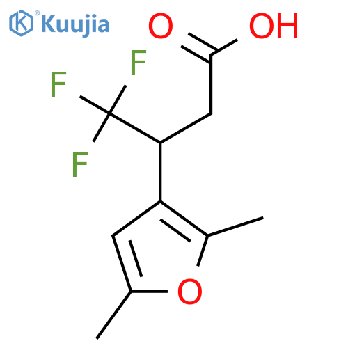 3-(2,5-dimethylfuran-3-yl)-4,4,4-trifluorobutanoic acid structure